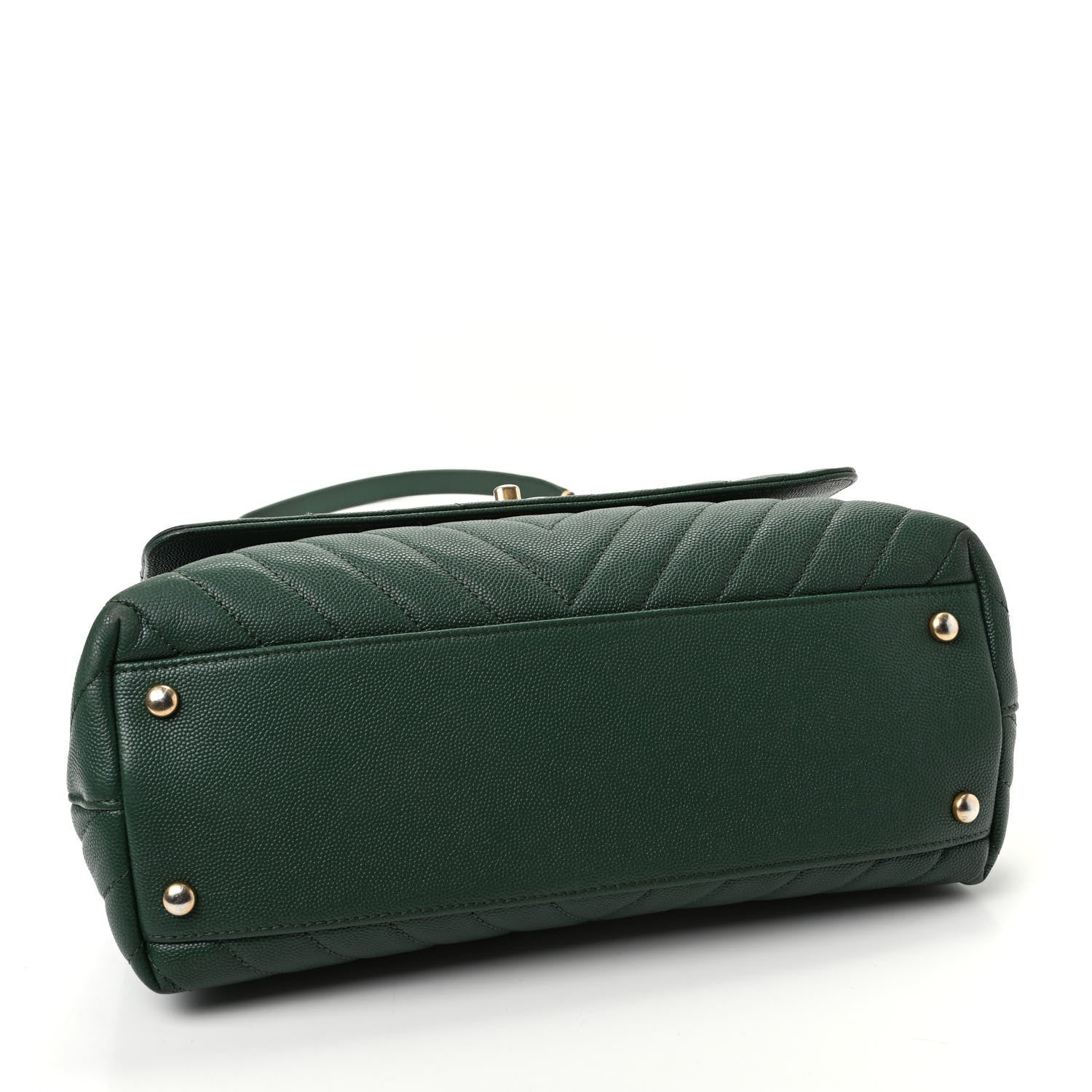 Chanel Caviar Chevron Chevron Quilted Small Coco Handle Flap Green 4 of 9