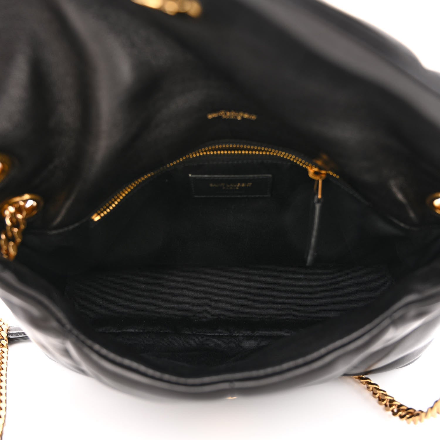 Saint Laurent Lambskin Quilted Small Loulou Puffer Monogram Chain Satchel Black 4 of 9
