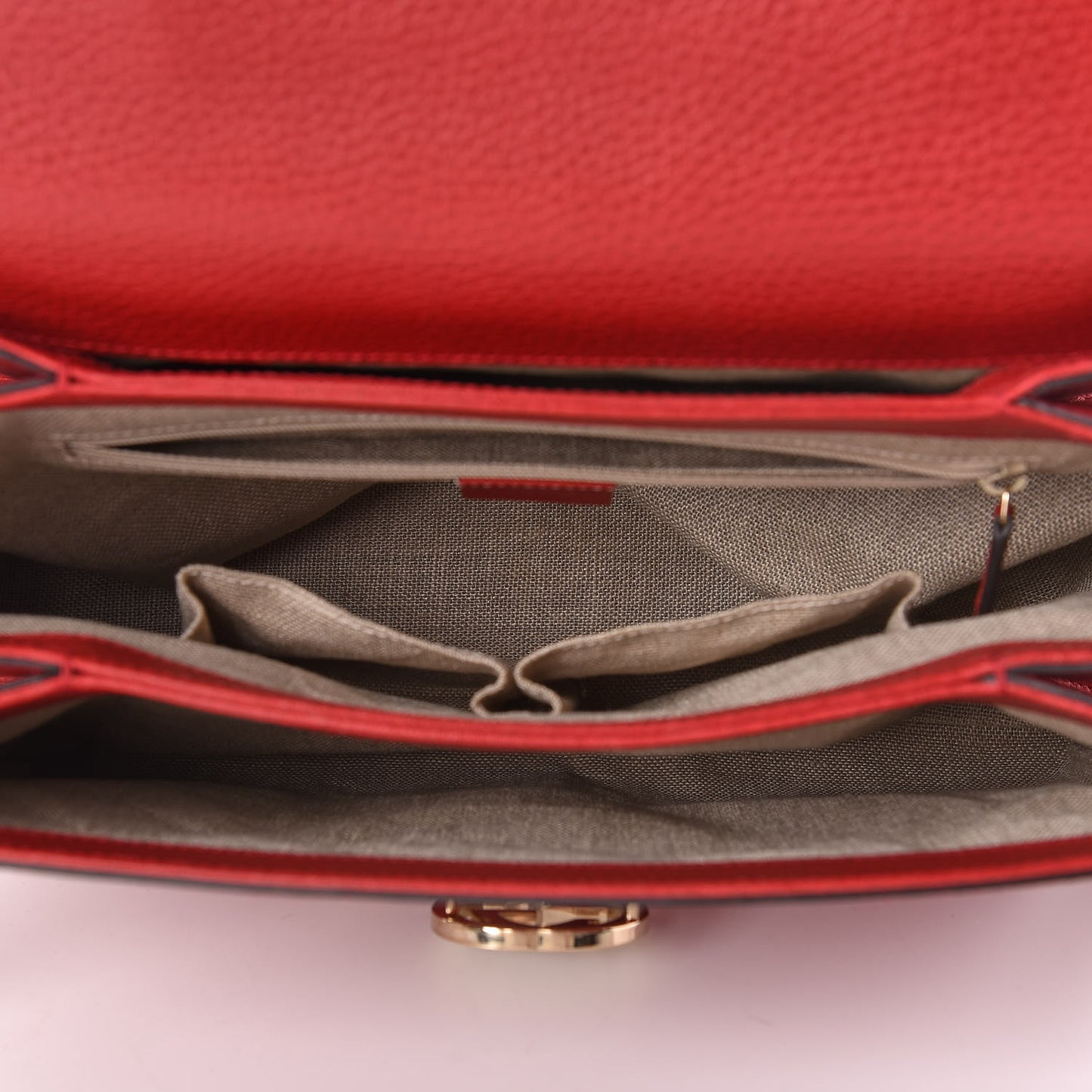 Dollar Calfskin Medium Interlocking G Top Handle Shoulder Bag Red