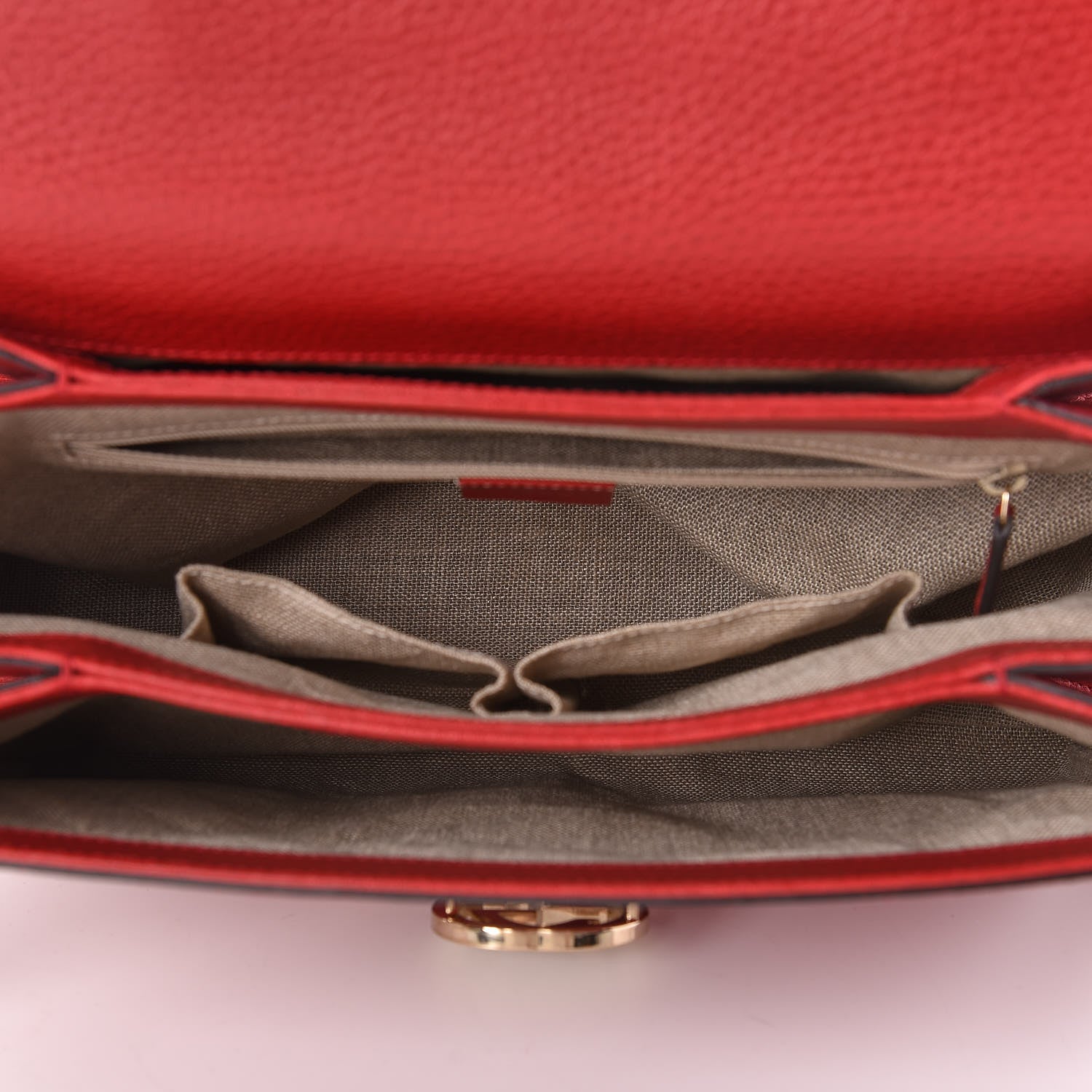 Gucci Dollar Calfskin Medium Interlocking G Top Handle Shoulder Bag Red 5 of 12