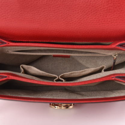 Gucci Dollar Calfskin Medium Interlocking G Top Handle Shoulder Bag Red 5 of 12