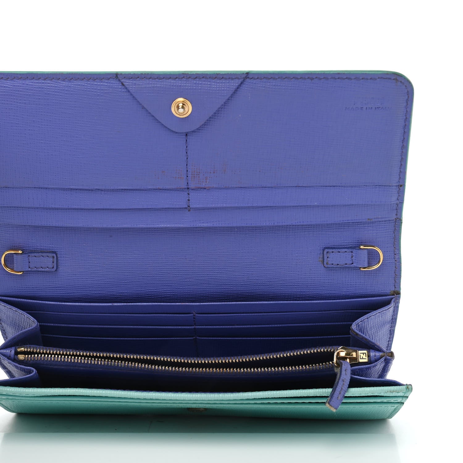Fendi Vitello Elite Bi-Color Continental Wallet On Chain Tiffany Cassis 5 of 7