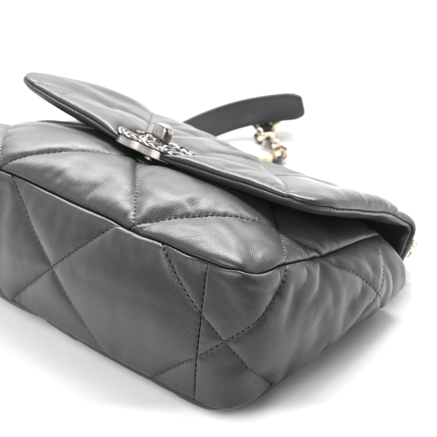 Lambskin Quilted Medium Chanel 19 Flap Dark Grey