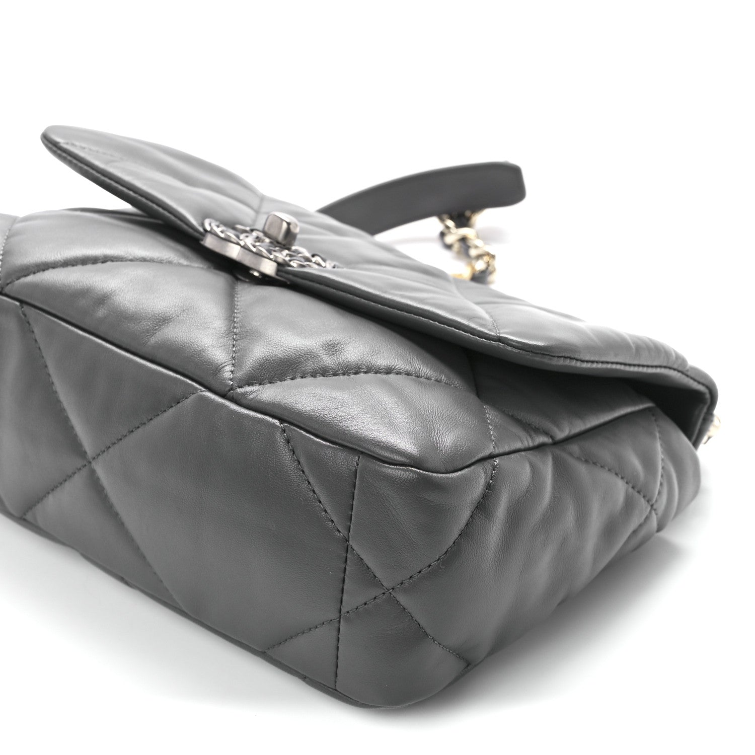 Chanel Lambskin Quilted Medium Chanel 19 Flap Dark Grey 10 of 10