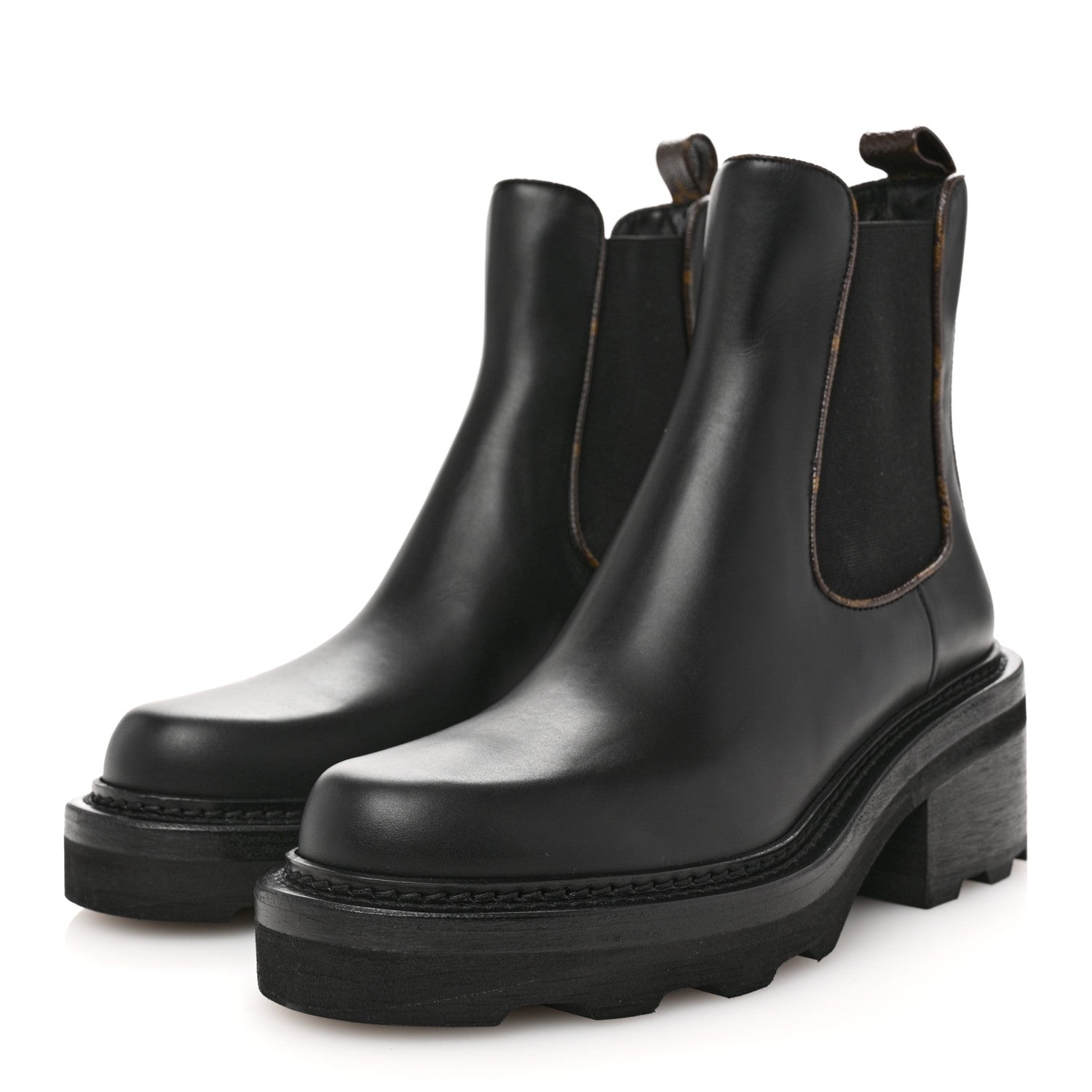 Louis Vuitton Calfskin Monogram Beaubourg Ankle Boots 37.5 Black 4 of 8