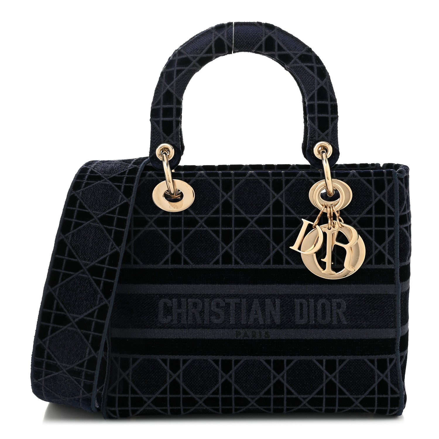 Christian Dior Velvet Cannage Medium Lady D-Lite Blue 1 of 10