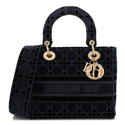 Christian Dior Velvet Cannage Medium Lady D-Lite Blue 1 of 10
