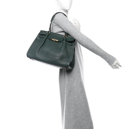 Salvatore Ferragamo Grained Calfskin Gancini Shoulder Bag Dark Green 2 of 12