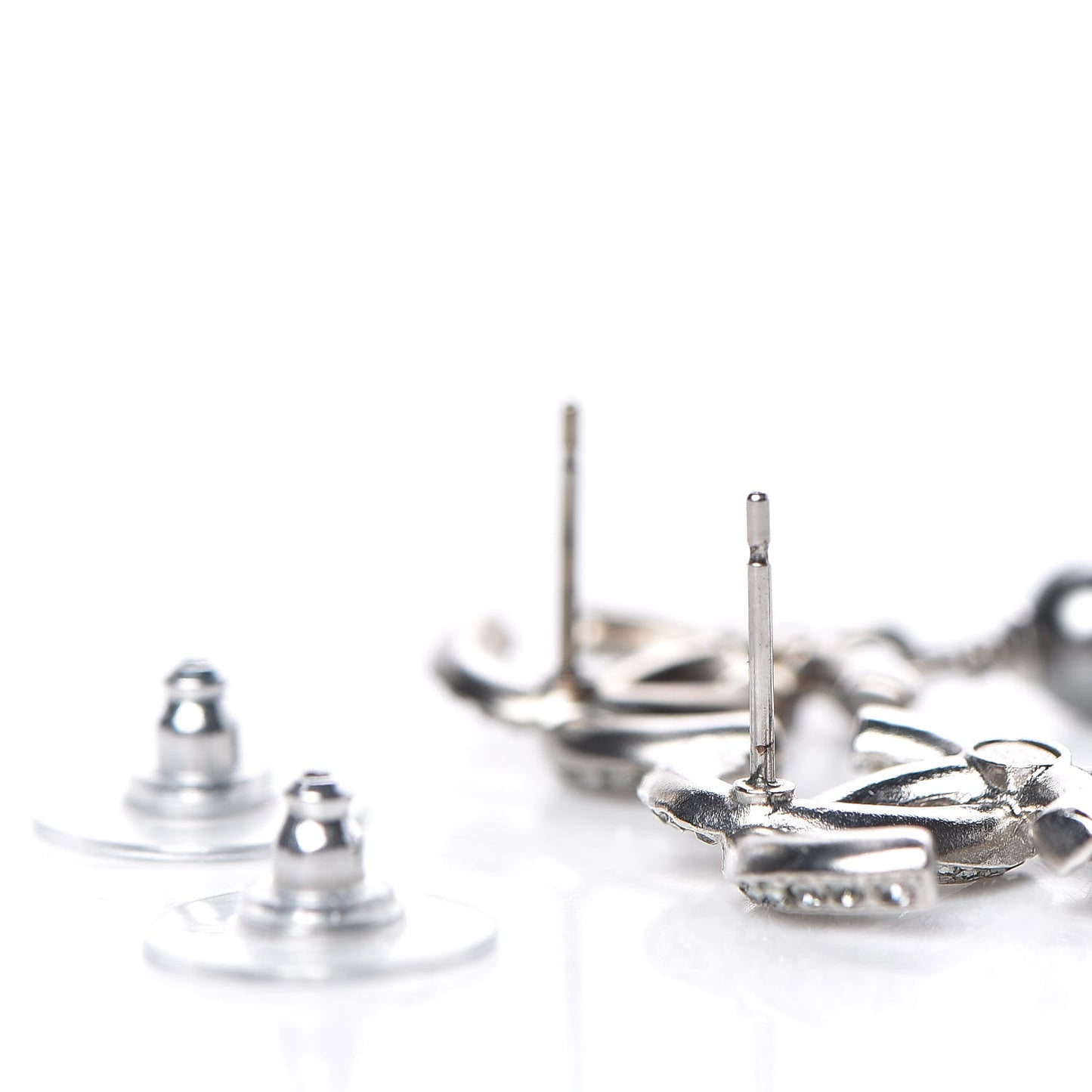 Crystal Pearl CC Drop Earrings Silver Grey