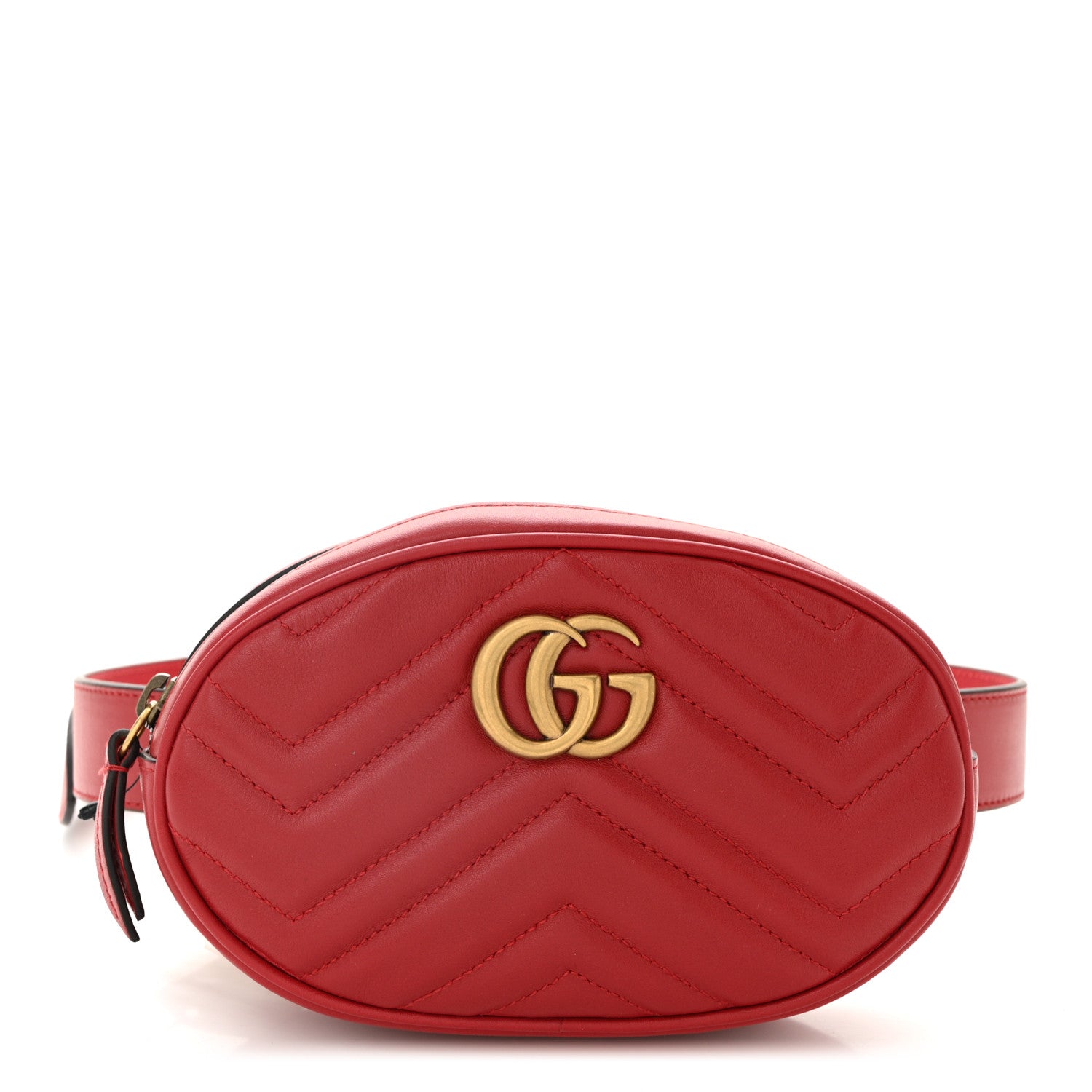Gucci Calfskin Matelasse GG Marmont Belt Bag 85 34 Hibiscus Red 1 of 11