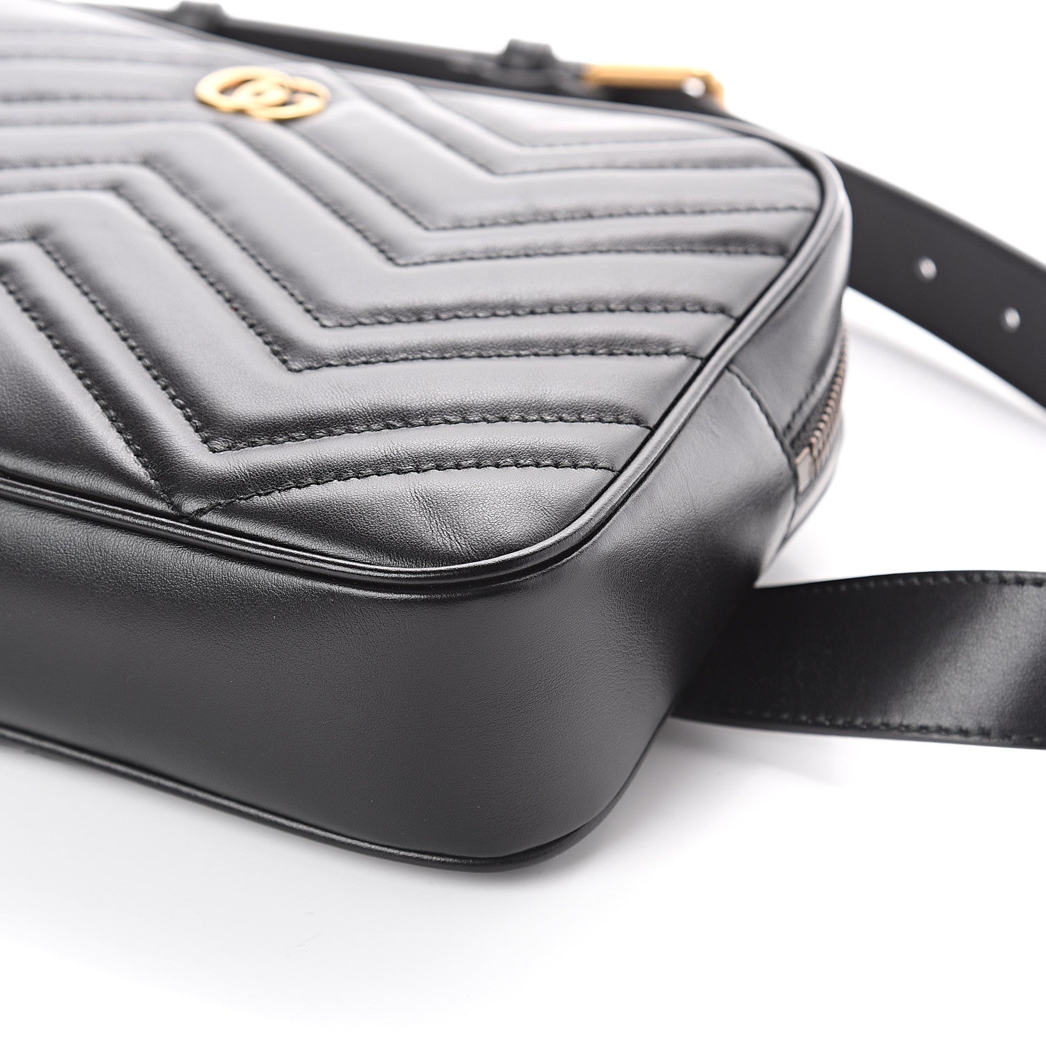 Gucci Calfskin Matelasse Mens GG Marmont Belt Bag 100 40 Black 8 of 8