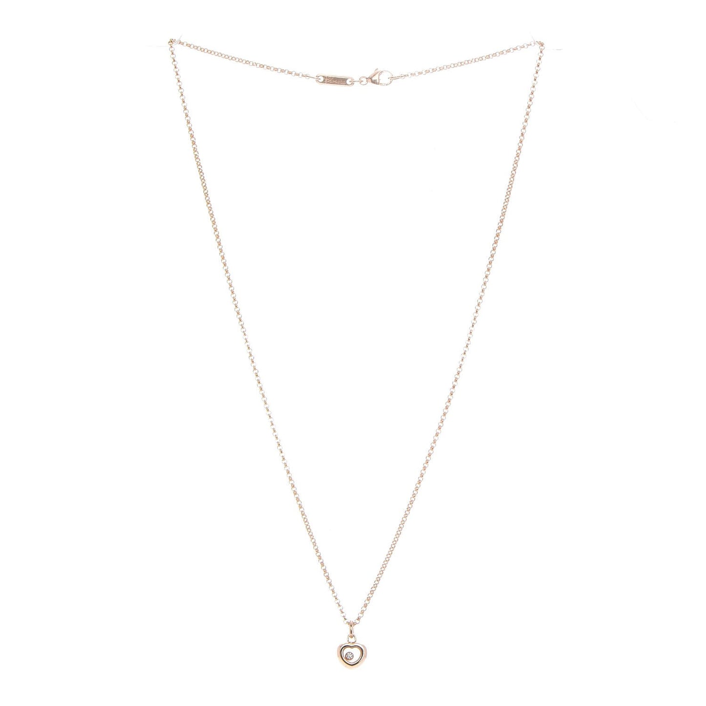 18K Pink Gold Happy Diamonds Heart Pendant Necklace