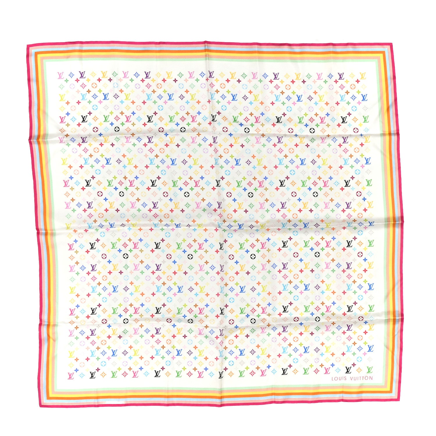 Louis Vuitton Silk Monogram Multicolor Scarf White 2 of 8