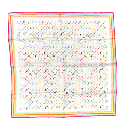 Louis Vuitton Silk Monogram Multicolor Scarf White 2 of 8