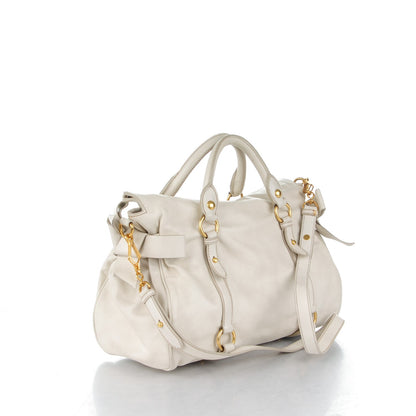 Miu Miu Vitello Lux Large Bow Bag Talco 3 of 7