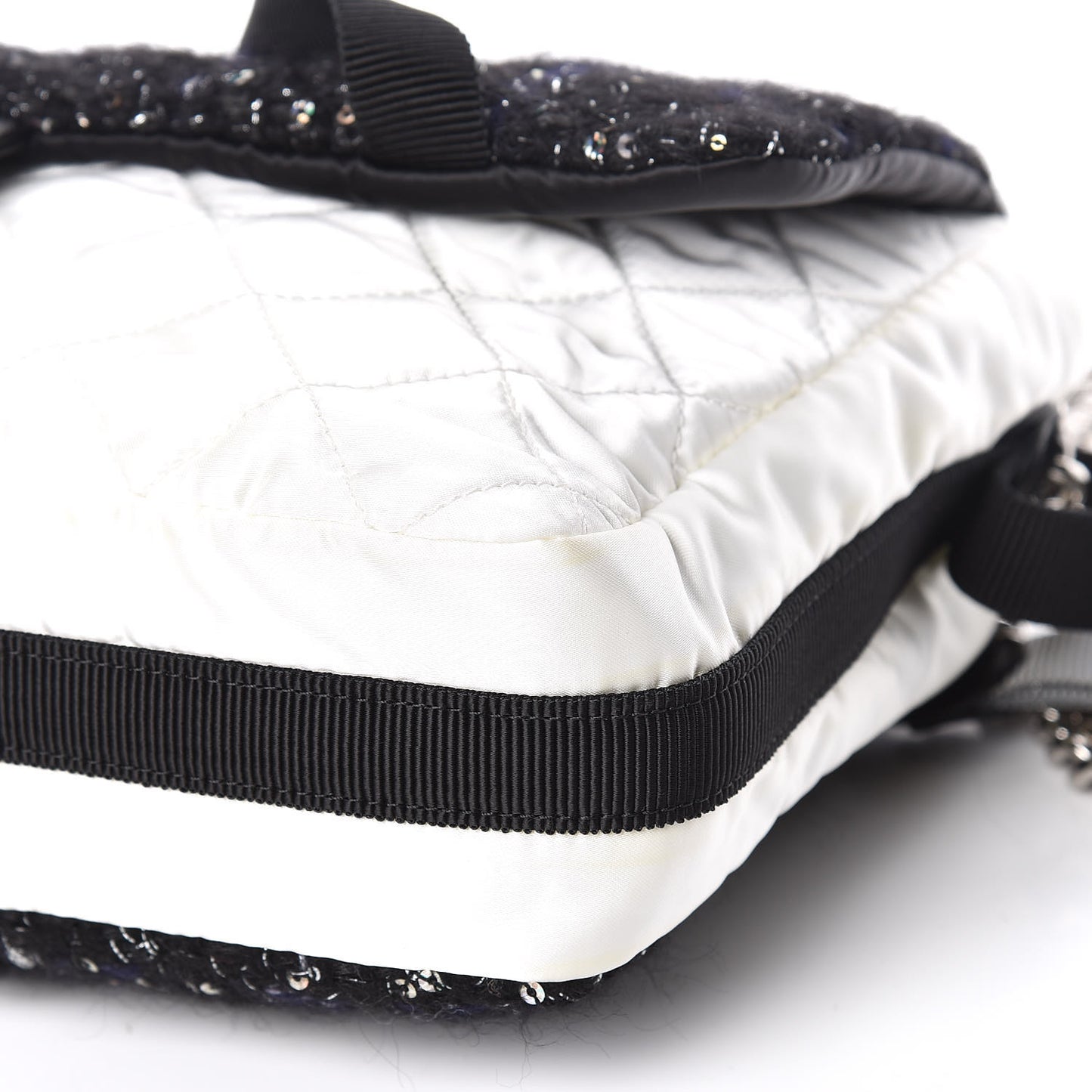 Tweed Nylon Quilted Astronaut Essentials Flap Black White
