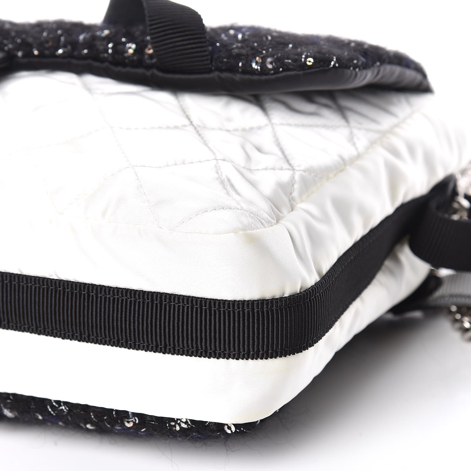 Chanel Tweed Nylon Quilted Astronaut Essentials Flap Black White 11 of 20