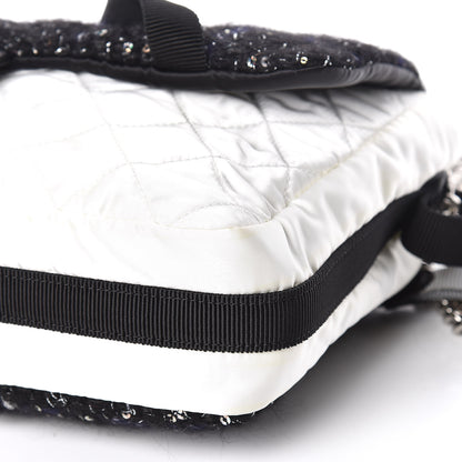 Chanel Tweed Nylon Quilted Astronaut Essentials Flap Black White 11 of 20