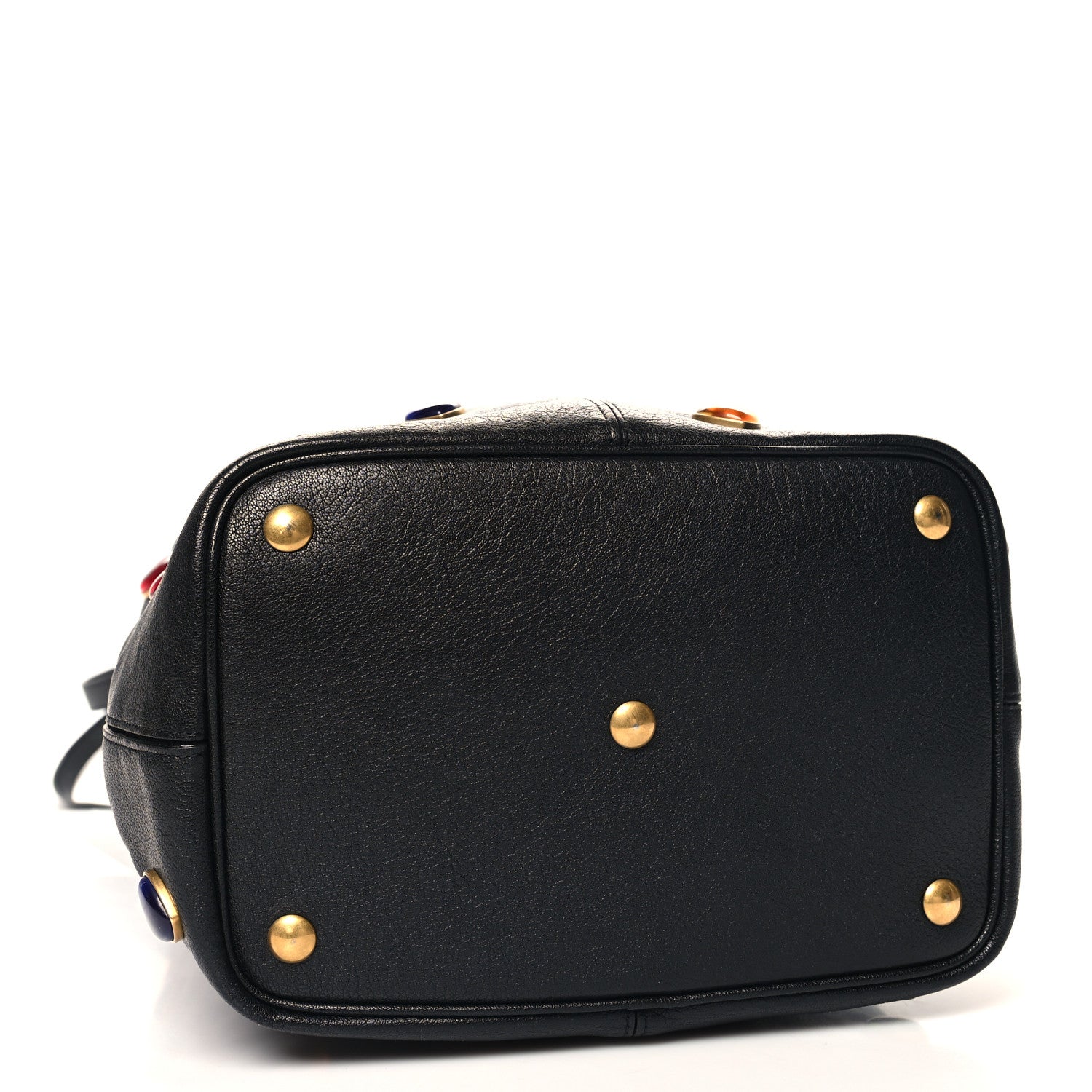 Saint Laurent Lambskin Medium Heart Studded Riva Drawstring Bag Black 8 of 11