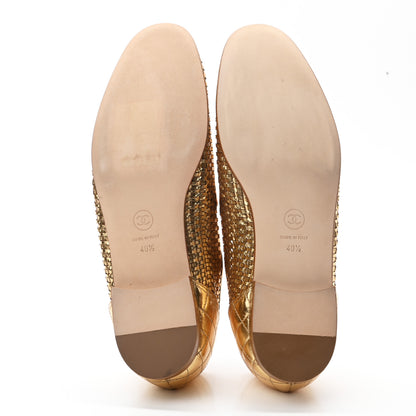 Chanel Braided Kangaroo Mocassin Loafers 40.5 Light Gold 5 of 8