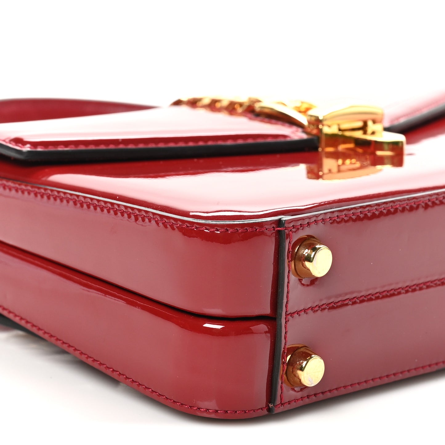 Mousse Top Patent Mini Sylvie 1969 Top Handle Bag New Cherry Red