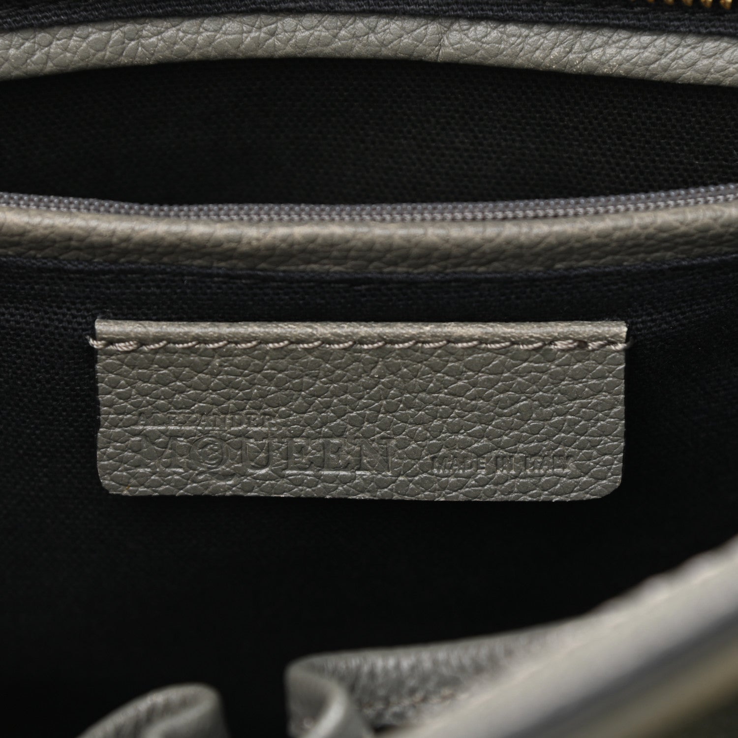 Alexander McQueen Pebbled Calfskin Small Skull Padlock Zip Around Tote Grey 6 of 14