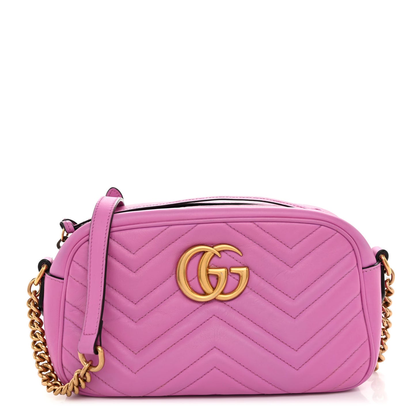 Calfskin Matelasse Small GG Marmont Chain Shoulder Bag Candy Mousse