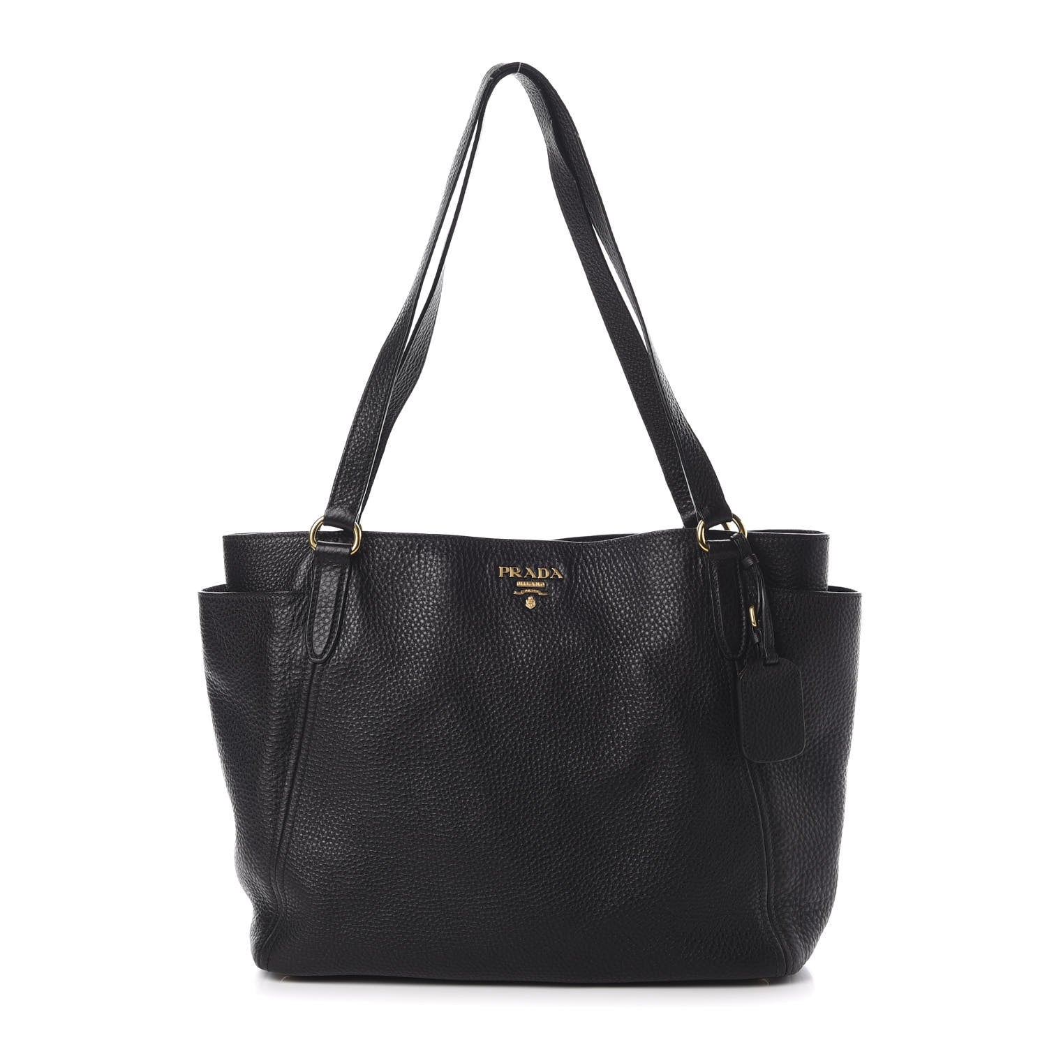 Prada Vitello Daino Side Pocket Tote Black 1 of 15
