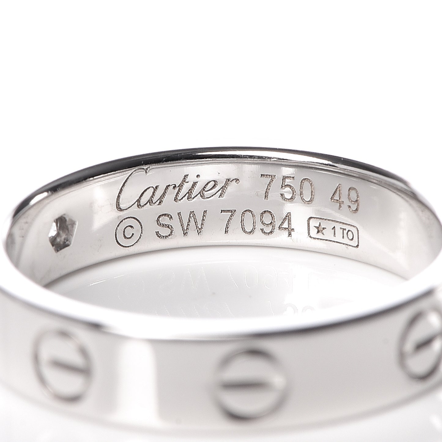 18K White Gold Diamond 4mm LOVE Wedding Band Ring 49 5