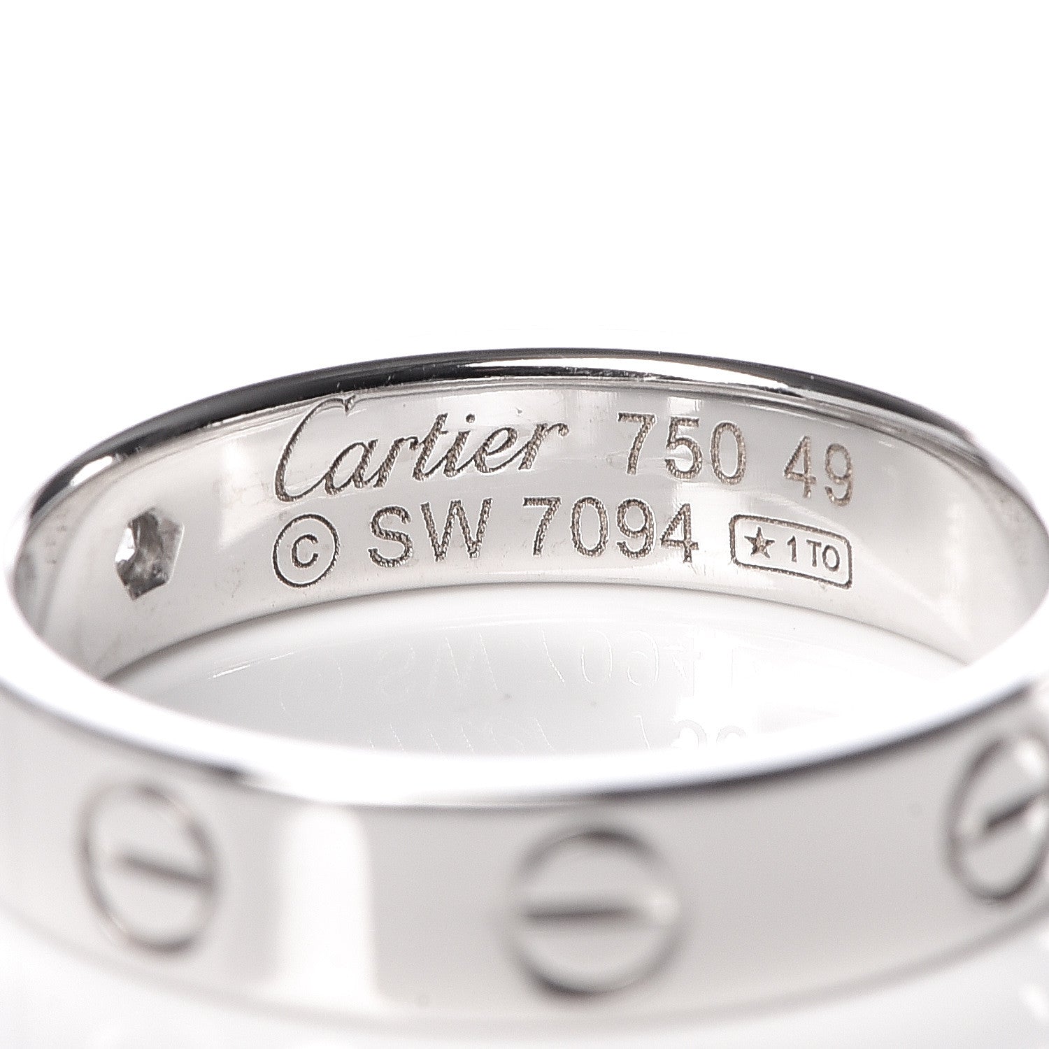 Cartier 18K White Gold Diamond 4mm LOVE Wedding Band Ring 49 5 4 of 4
