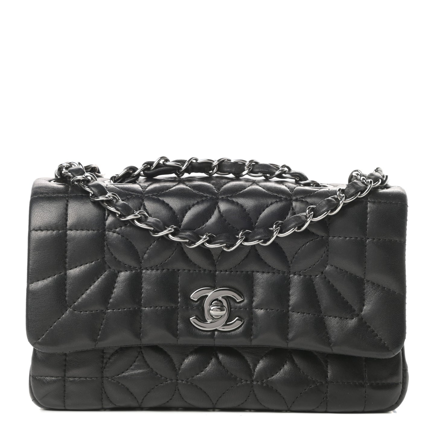 Lambskin Mini Lady Graphic Flap Black