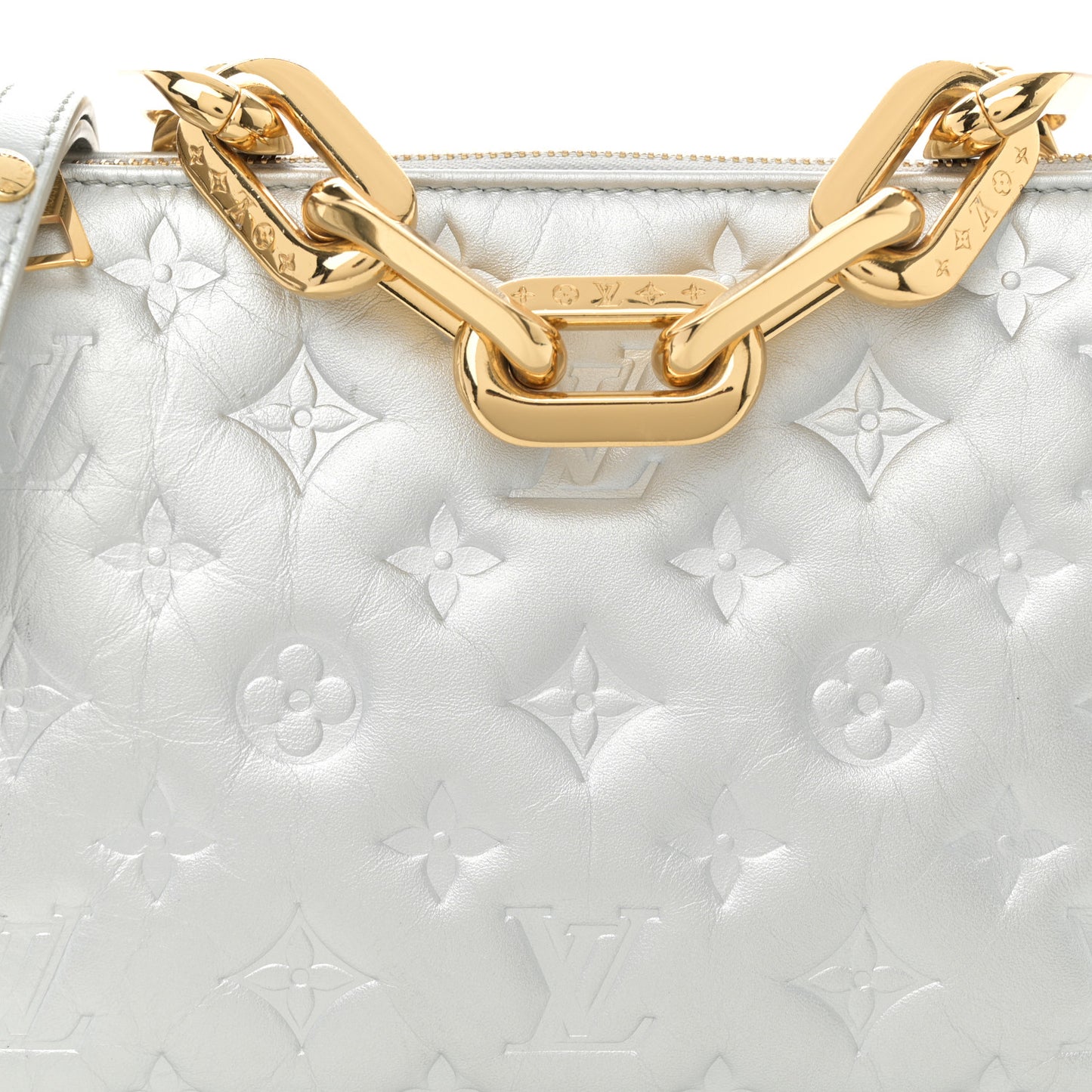 Lambskin Embossed Monogram Coussin BB Silver