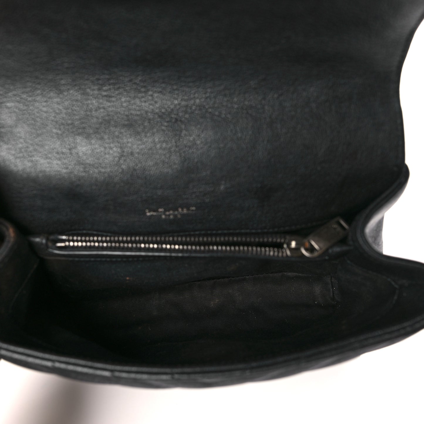 Sheepskin Matelasse Chevron Monogram Medium College Bag Black