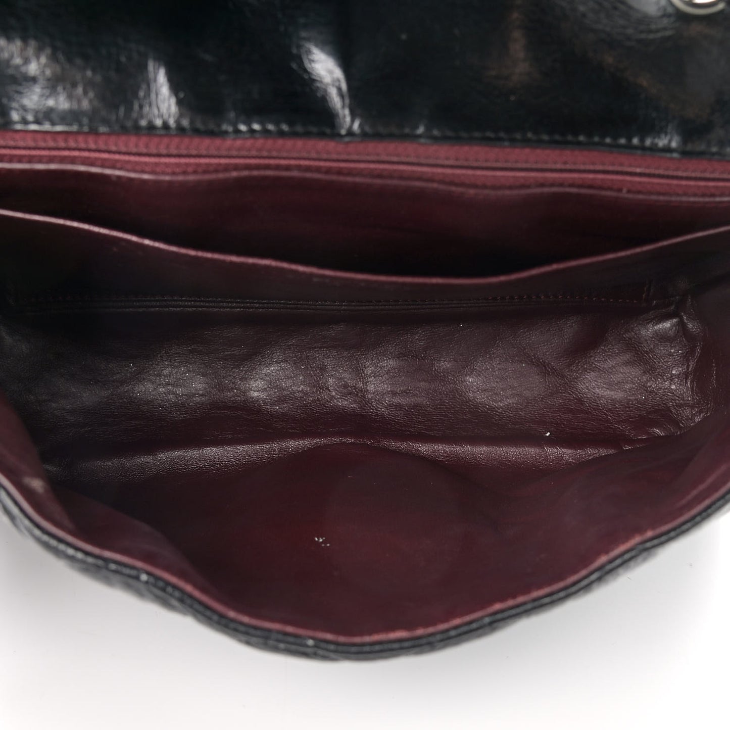 Crinkled Patent Quilted Jumbo Single Flap Black