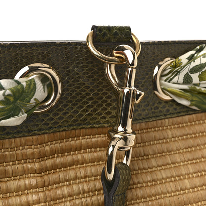 Gucci Natural Straw Ayers Snakeskin Large Positano Tote Green 15 of 15