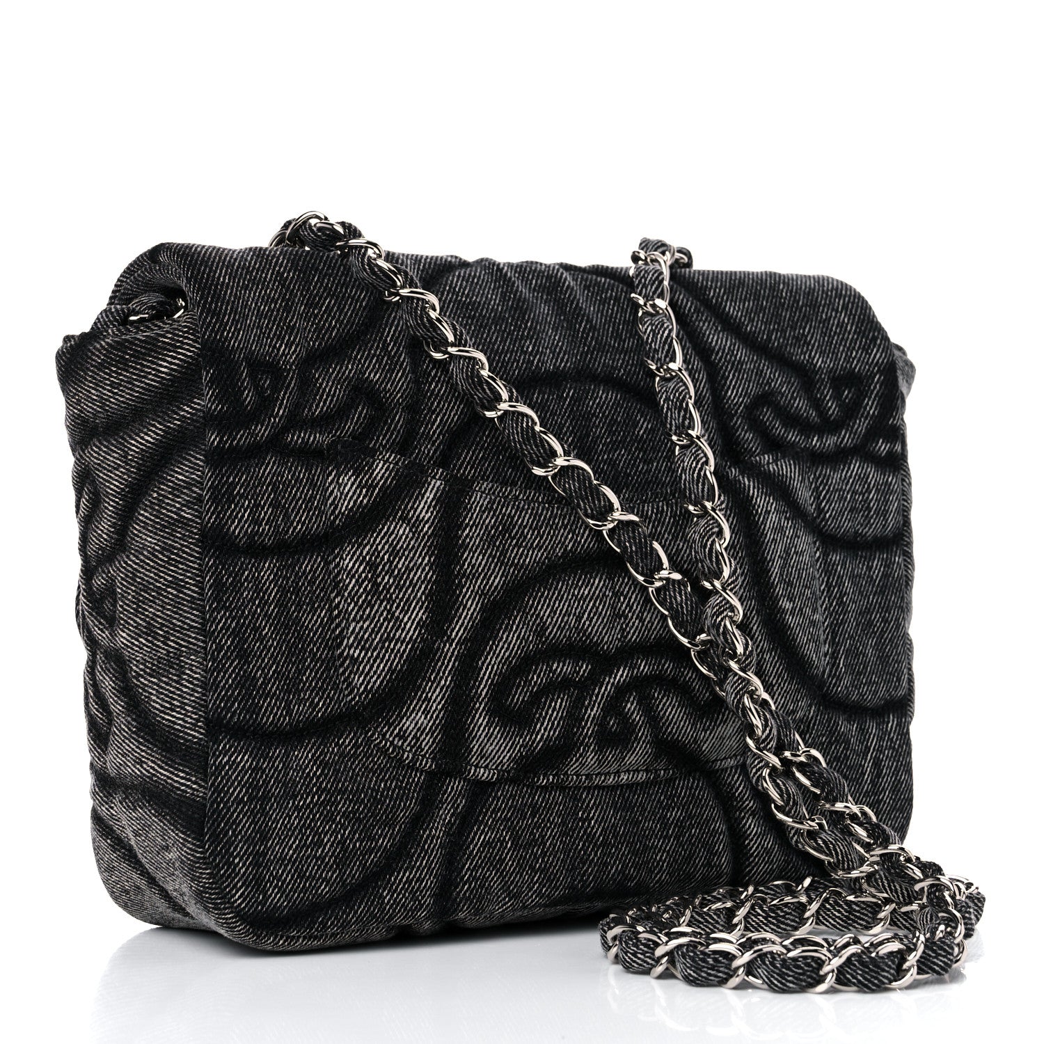Chanel Denim Embossed CC Logo Print Mini Single Flap Black 3 of 10