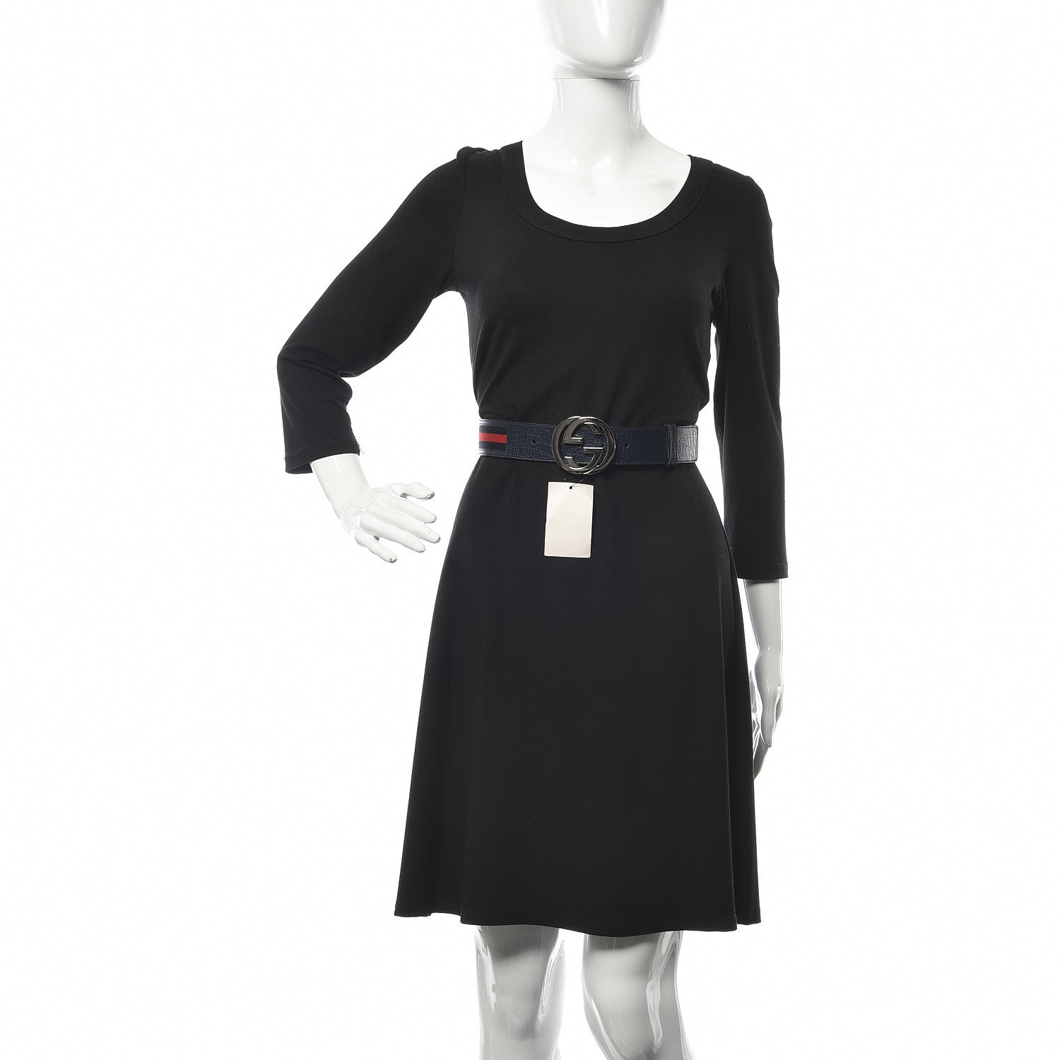Gucci Calfskin Web Interlocking G Belt 75 30 Navy 2 of 6
