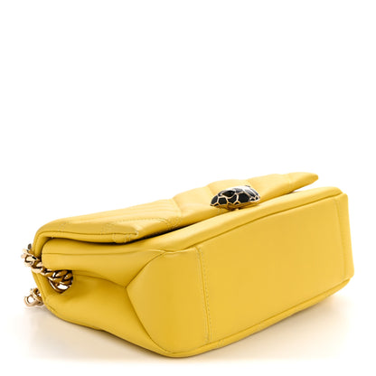 Bulgari Calfskin Matelasse Small Serpenti Cabochon Shoulder Bag Yellow 4 of 13
