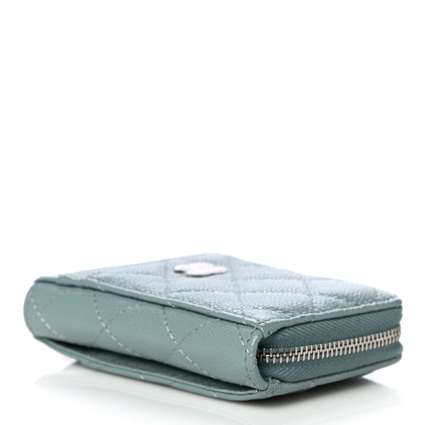 Caviar Quilted Zip Card Holder Light Blue