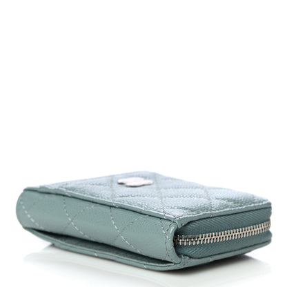 Chanel Caviar Quilted Zip Card Holder Light Blue 4 of 13