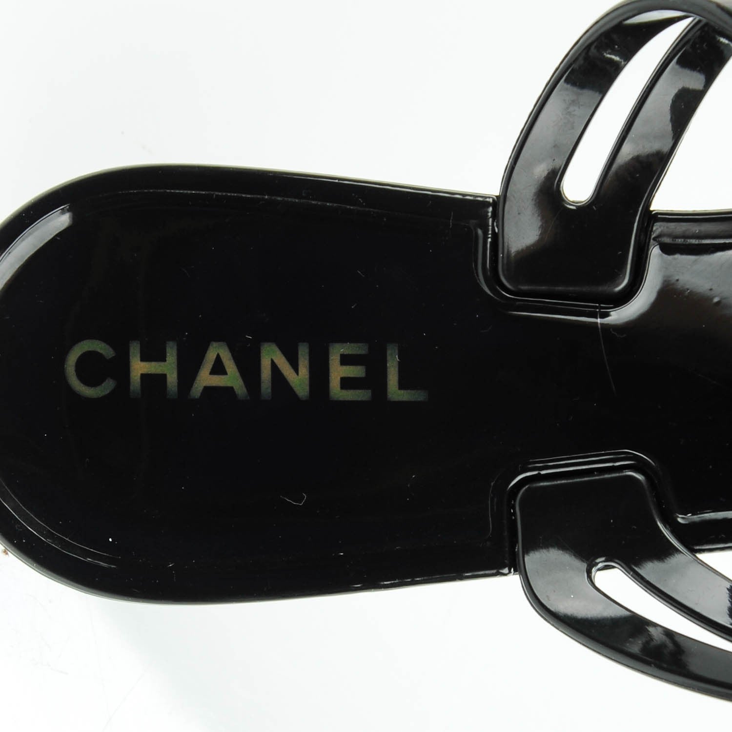 Chanel Jelly Camellia Thong Sandals 39 Black Ivory 7 of 7