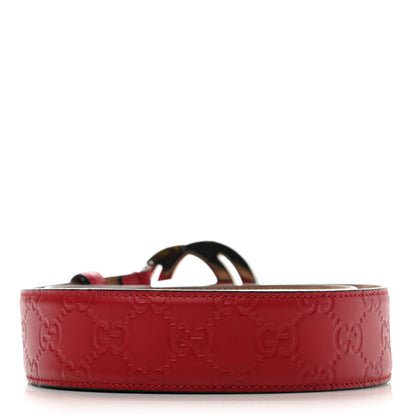 Gucci Guccissima Signature Interlocking G 40mm Belt 105 42 Hibiscus Red 2 of 7