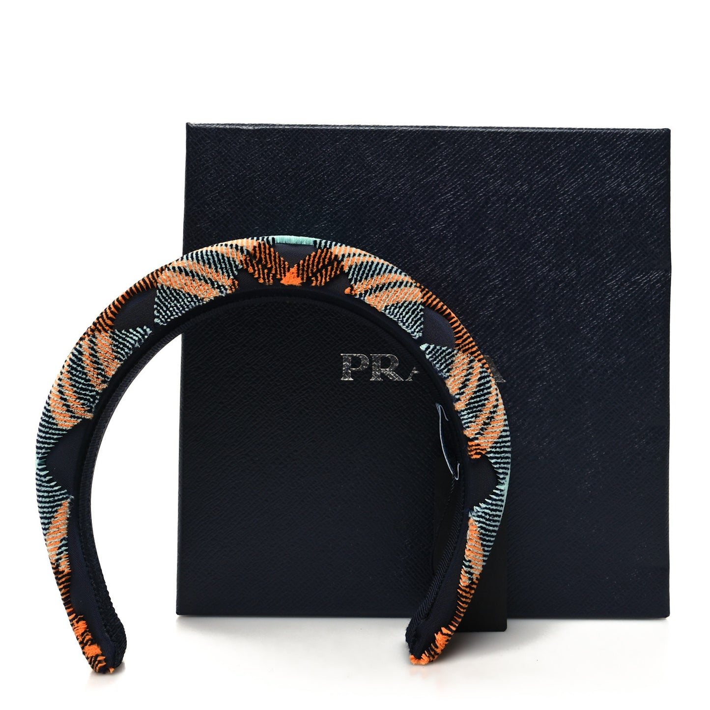 Velvet Nylon Plaid Headband Black Multicolor