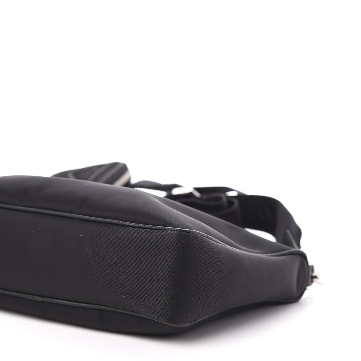 Nylon Rubber Logo Compact Crossbody Bag Black