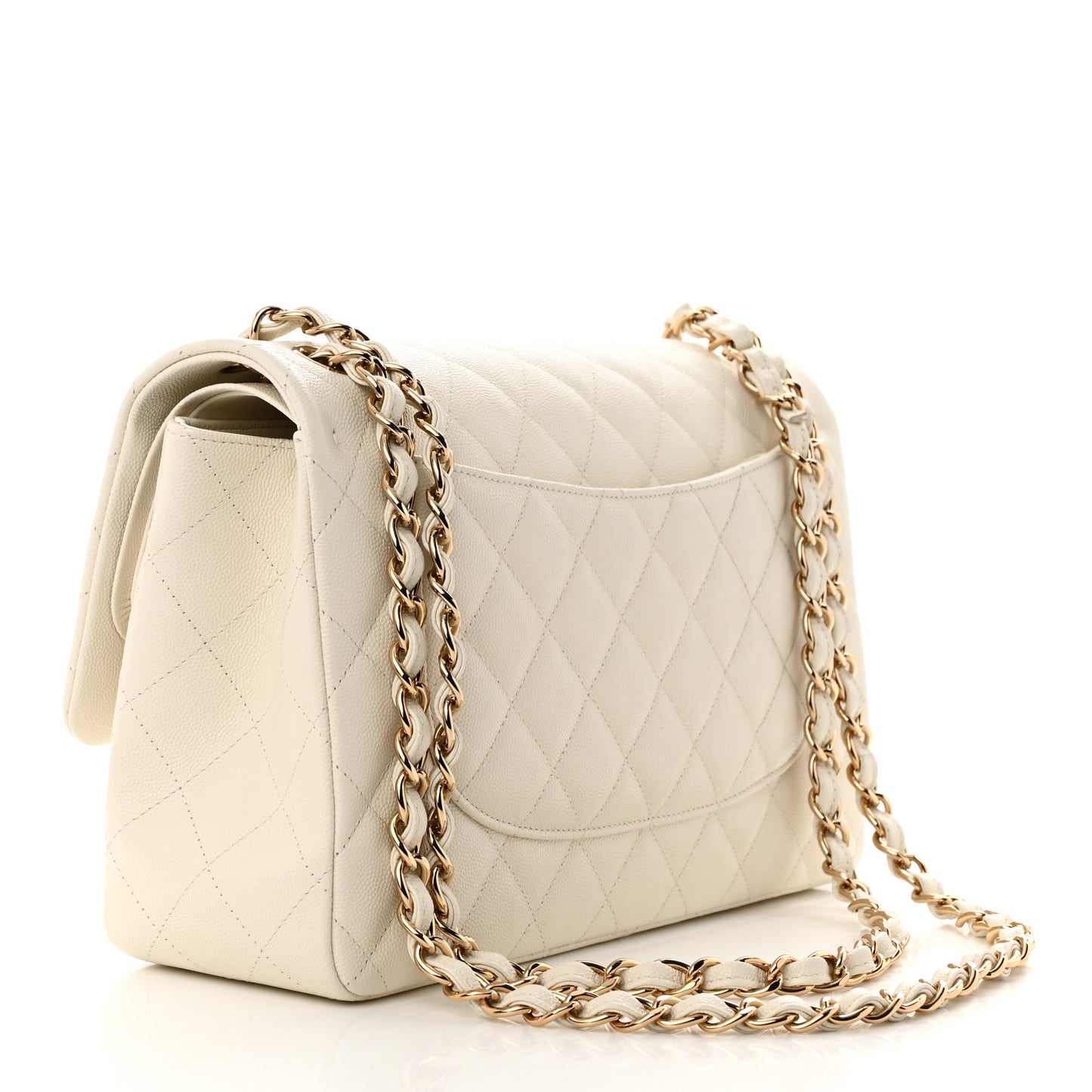 Caviar Quilted Jumbo Double Flap White