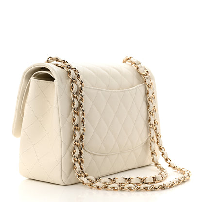 Chanel Caviar Quilted Jumbo Double Flap White 3 of 11
