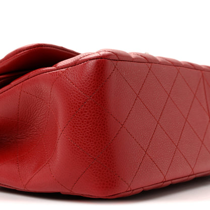 Chanel Caviar Quilted Jumbo Double Flap Dark Red 23 of 40