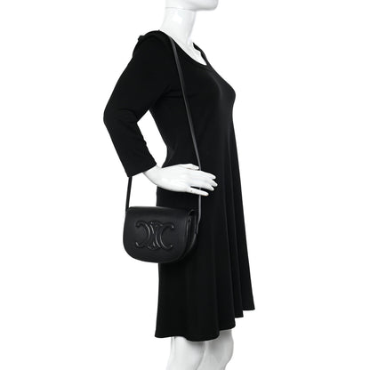 Celine Smooth Calfskin Cuir Triomphe Folco Crossbody Bag Black 2 of 17