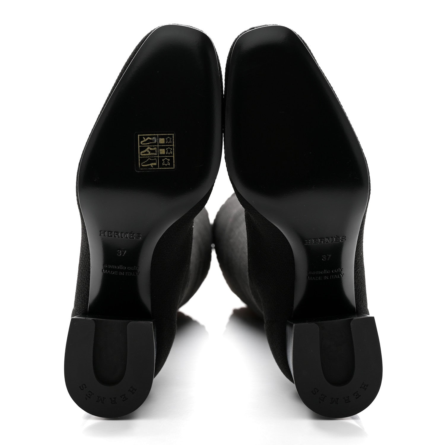 Hermes Knit Calfskin Fontaine 60 Boots 37 Black 5 of 11