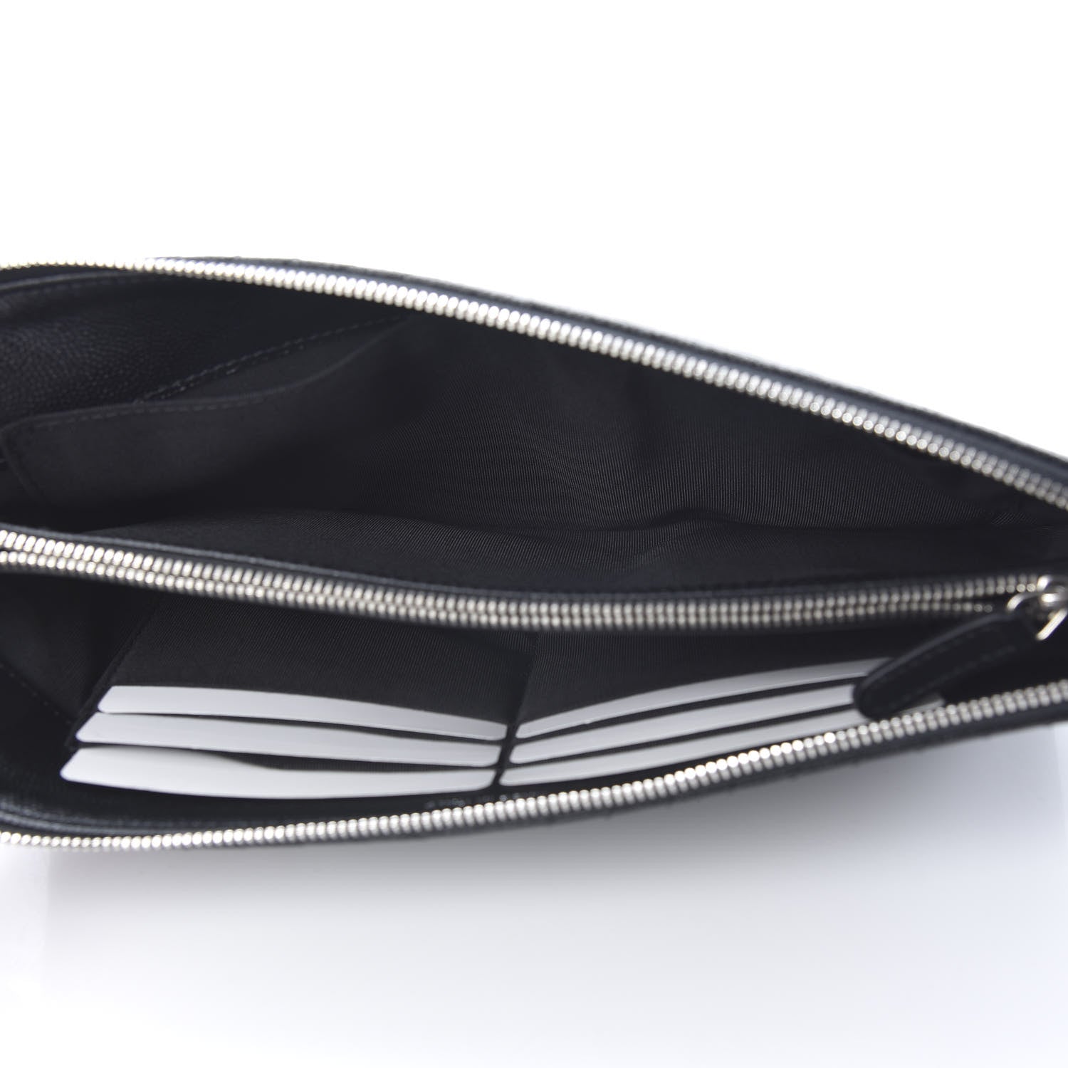 Chanel Caviar Chevron Quilted Large Zipped Clutch Black 5 of 9